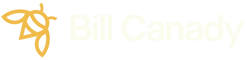 Bill Canady logo, yellow stylized design and text for leadership and productivity strategies