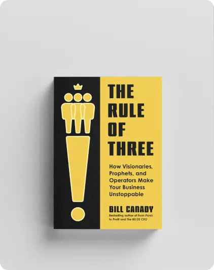 Book cover for "The Rule of Three" by Bill Canady, leadership strategies for profitable business growth.